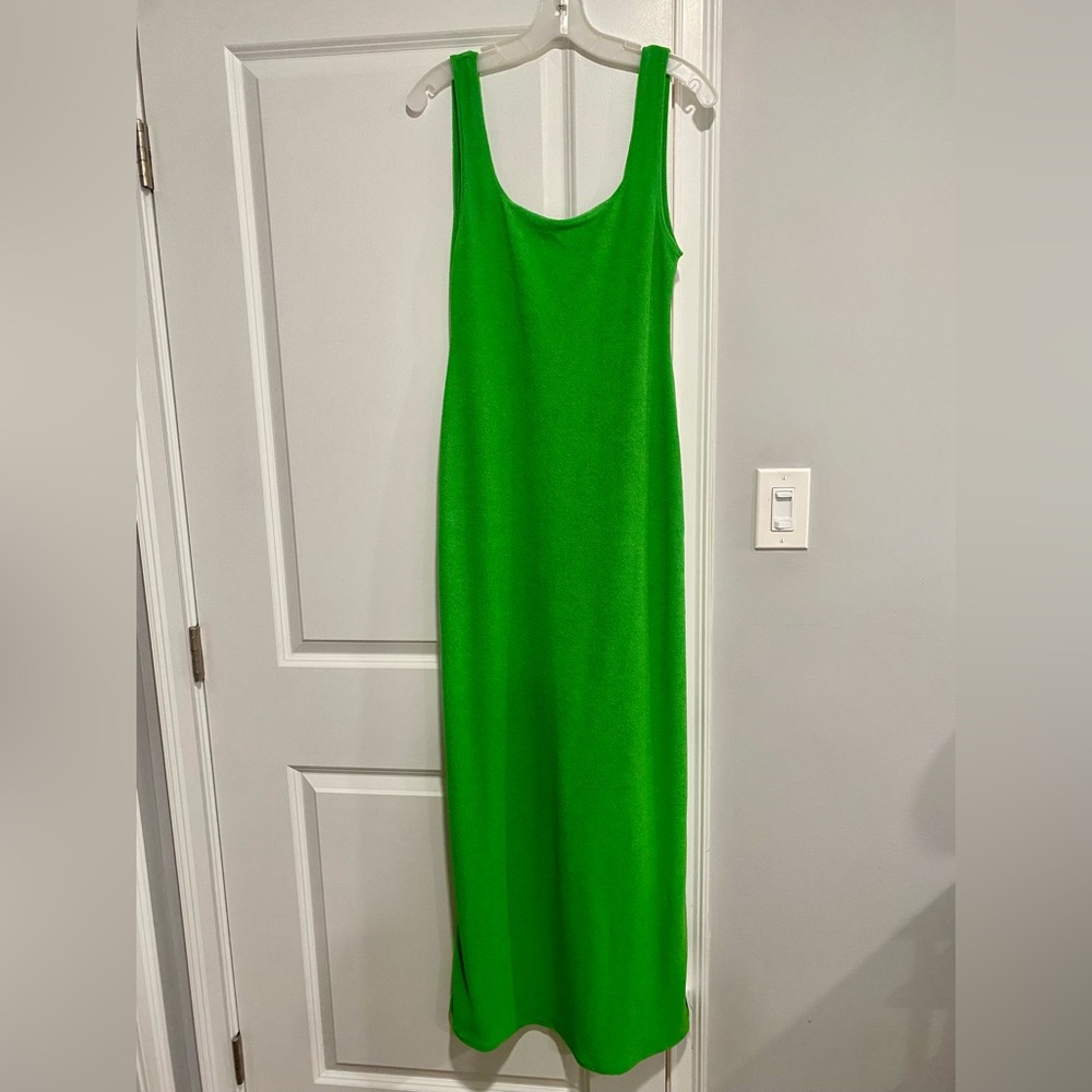 Topshop Green Sheath Maxi Dress Sleeveless Scoop Neck